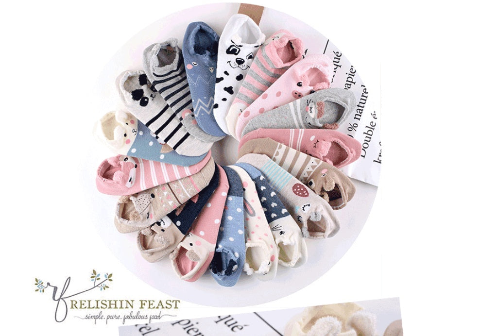 Cute Animals Cotton Short Socks Creative Cartoon Pure Socks Casual Funny Socks Spring Summer Fox Socks Limorista