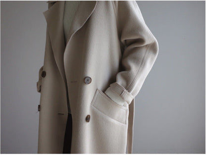 Korean Style Temperament Mid-length Over-the-knee Double-sided Cashmere Woolen Coat Limorista