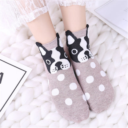 Cute Cartoon Dog Socks With Polka Dot Printing Boat Socks Limorista