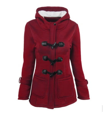 warm winter fur collar jackets women new horn button Long down coat women parka Plus Size female parka hoodies Women Limorista