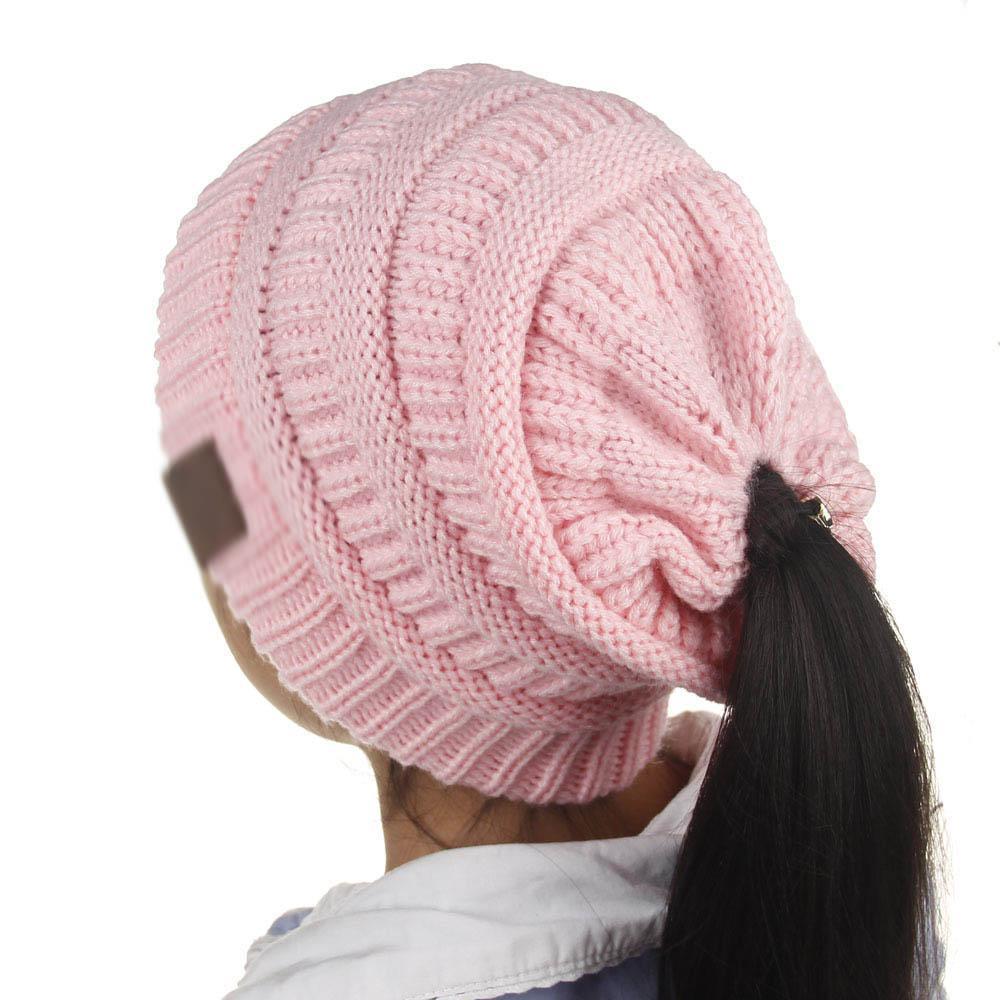 Knitted Ponytail Hat, Women&