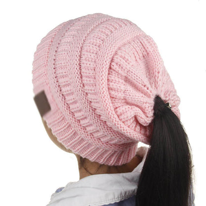 Knitted Ponytail Hat, Women&
