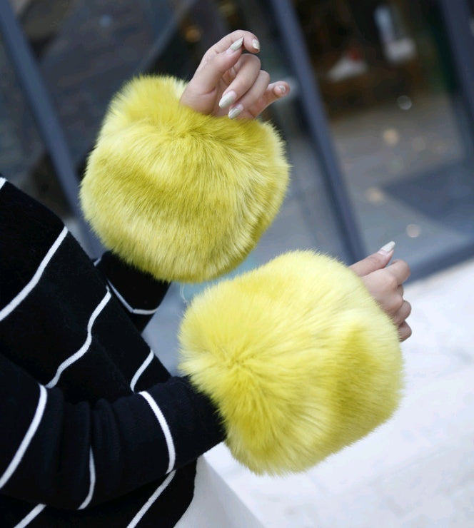 Warm sleeves fur fur cuff gloves windproof cuffs bracelets imitation rabbit fur imitation fox fur wristbands hand ring Limorista