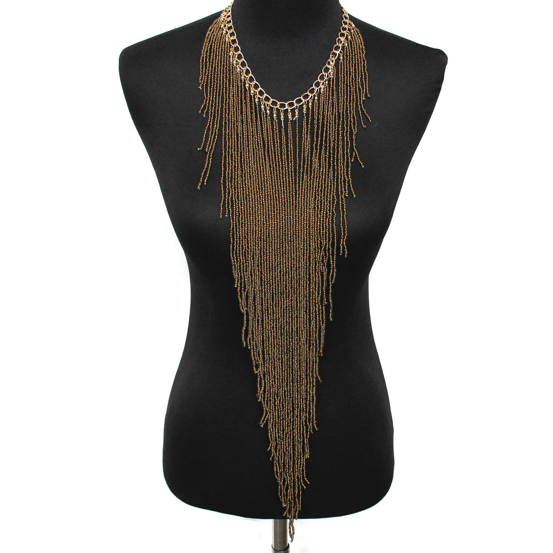 Ethnic Style Long Rice Bead Tassel Necklace Bohemia Exaggerated Performance Necklace Earring Set Limorista