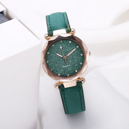 Casual Women Romantic Starry Sky Wrist Watch Leather Rhinestone Designer Ladies Clock Limorista