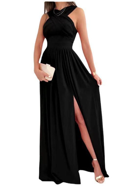 Summer Sleeveless Neck Hanging Back Dress Limorista