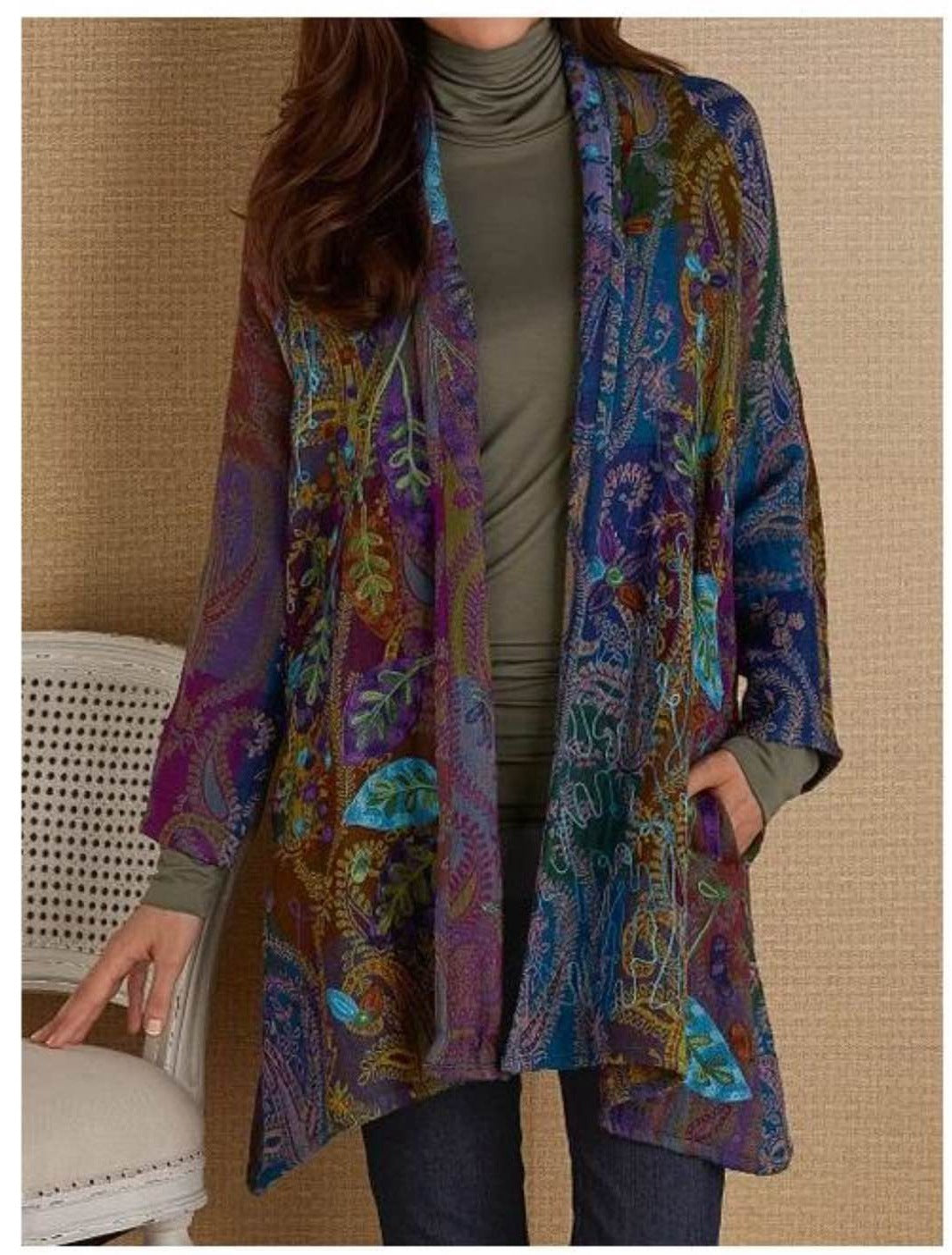 Explosive European And American Spring New Printed Cardigan Shirt Jacket Women&