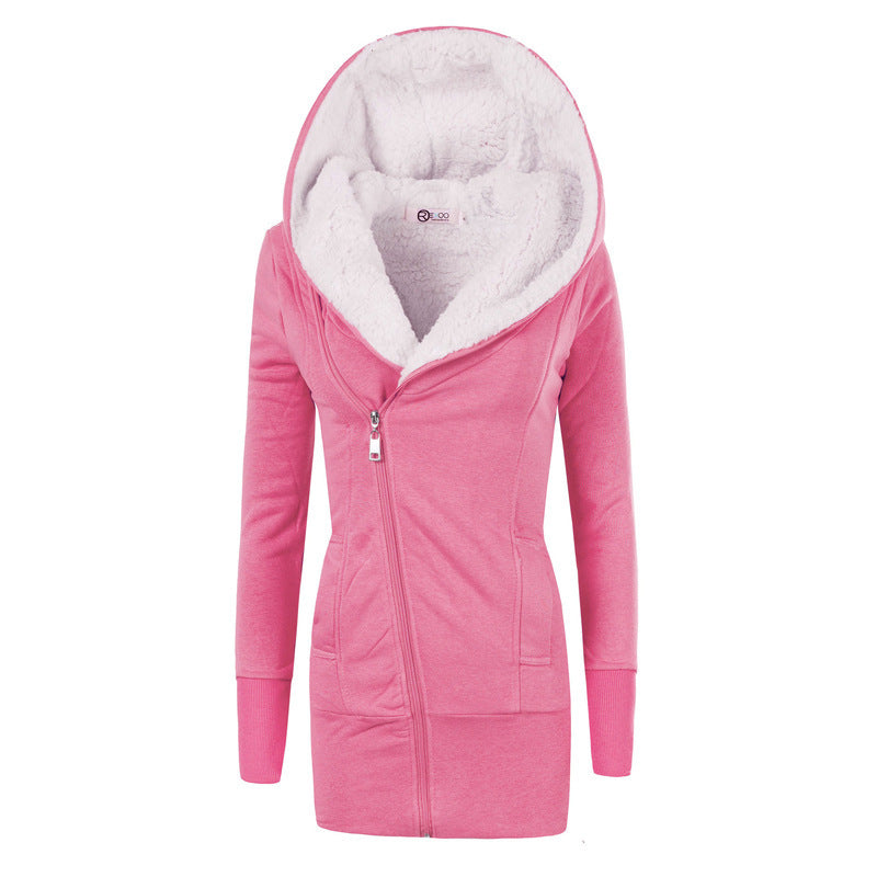 Lamb Wool Hooded Long Sleeve Women&
