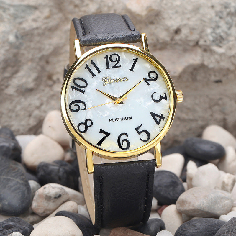 Marble Belt Watch Fashion Geneva Watch  Shell Face Casual Watch For Men And Women Limorista