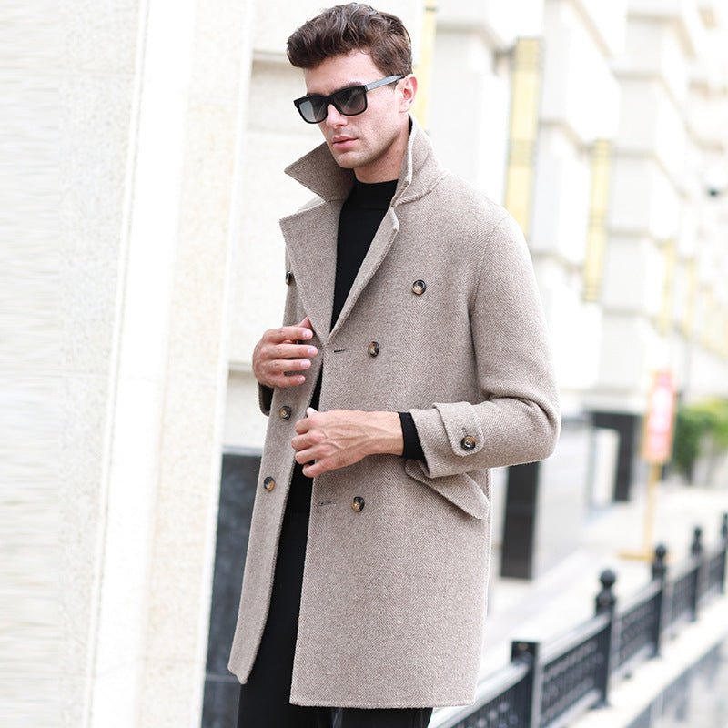 Double-breasted mid-length woolen coat Limorista