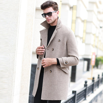 Double-breasted mid-length woolen coat Limorista