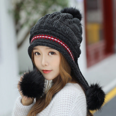 Cozy Knit Fleece-Feel Beanie With Ear Flaps &amp; Pompom Warm Winter Hat For Women Perfect For Skiing &amp; Outdoor Activities Limorista