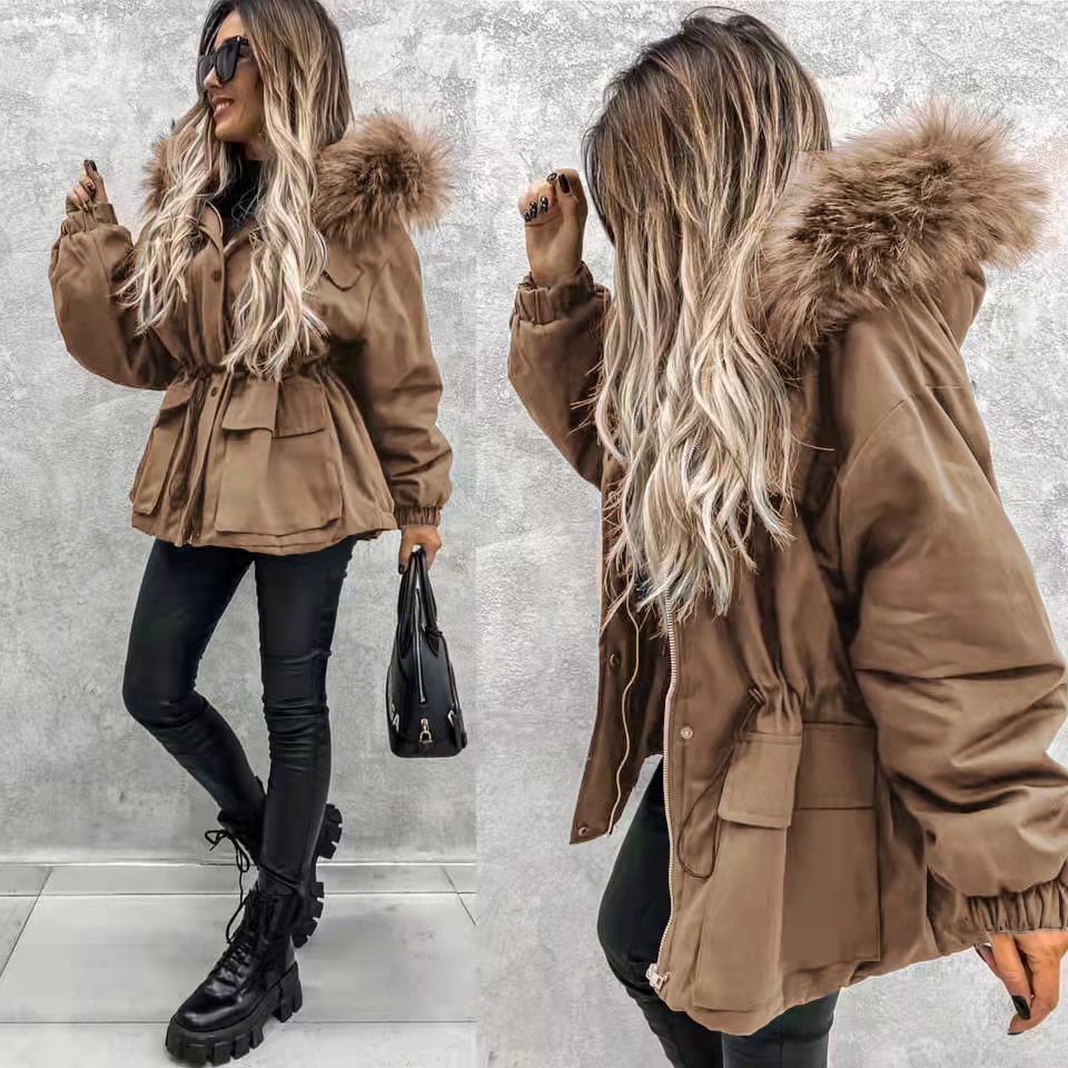 European And American Fur Collar Artificial Fur Parka Limorista