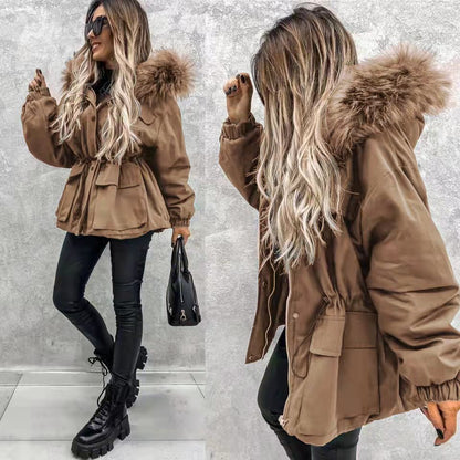 European And American Fur Collar Artificial Fur Parka Limorista