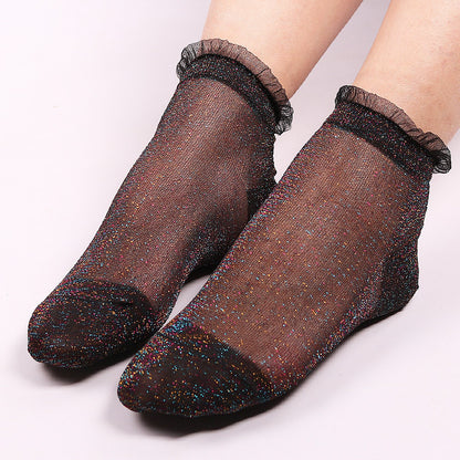 Ladies glitter lace socks
