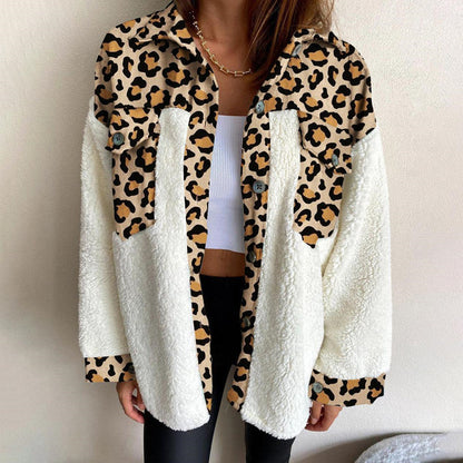 Ladies Fleece Jacket Leopard Print Plush Limorista