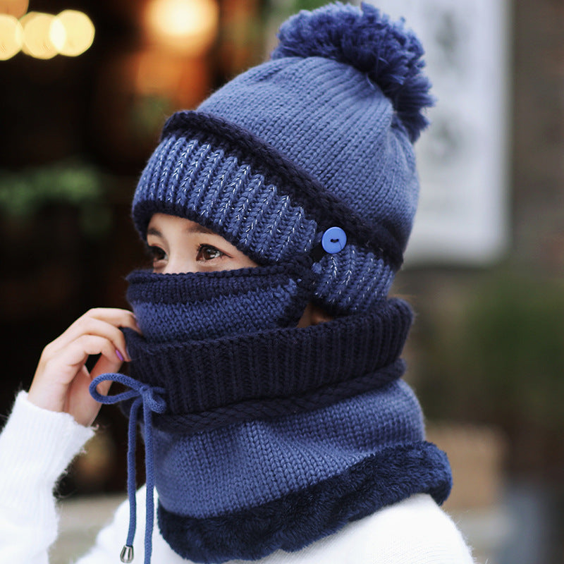 Hat Female Winter Wool Hat Outdoor Thick Warm Winter Hat Riding Windproof Hat Bib Mask Cap Head Cap Limorista