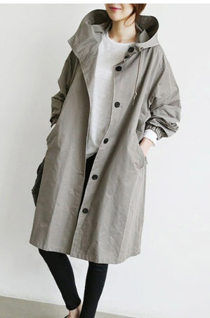 Korean Loose Solid Color British Trench Coat Limorista