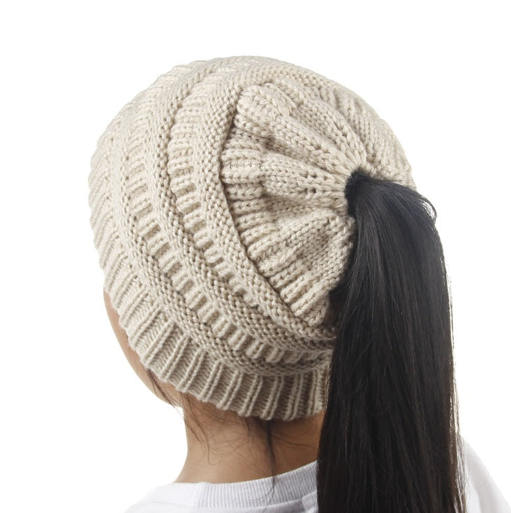Knitted Ponytail Hat, Women&