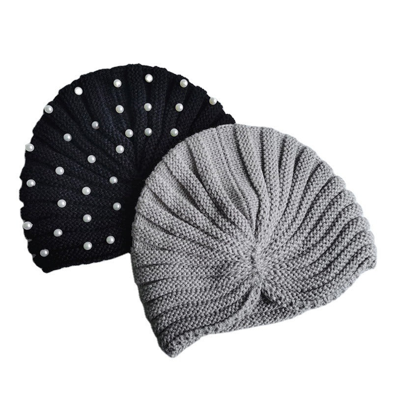 New Winter Knitted Nail Pearl Headscarf Hat Bohemian Knotted Warm Headband Limorista