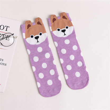 Cute Cartoon Dog Socks With Polka Dot Printing Boat Socks Limorista