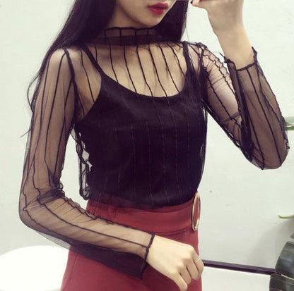 Sheer lace bottoming shirt Limorista