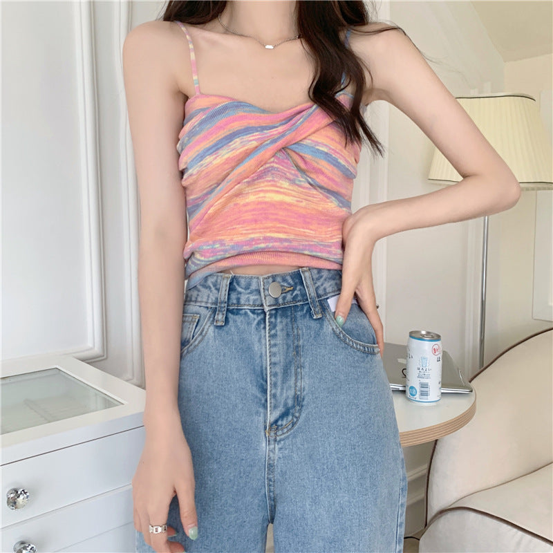 Striped Small Sling Outer Vest Women&