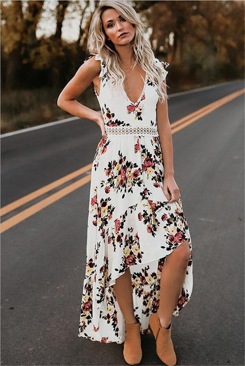 Sleeveless printing irregular dress Limorista