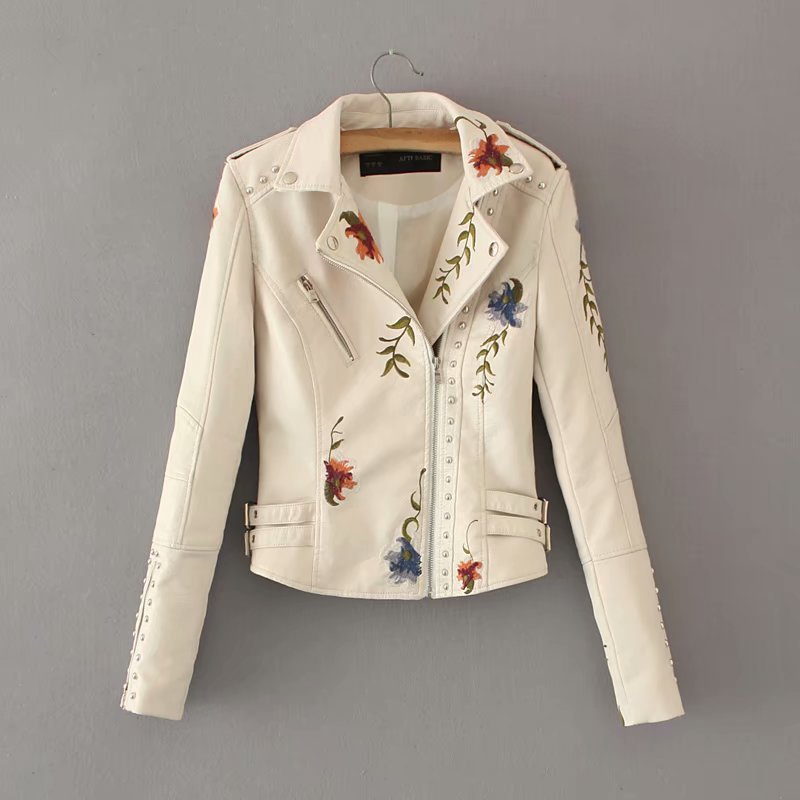 Embroidered studded leather jacket Limorista