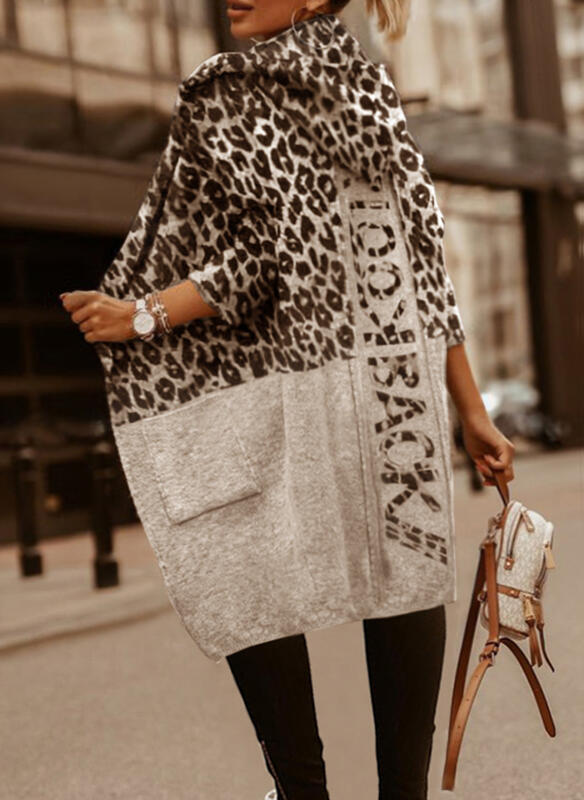 Hooded Temperament Printed Loose Zipper Sweater Coat Limorista