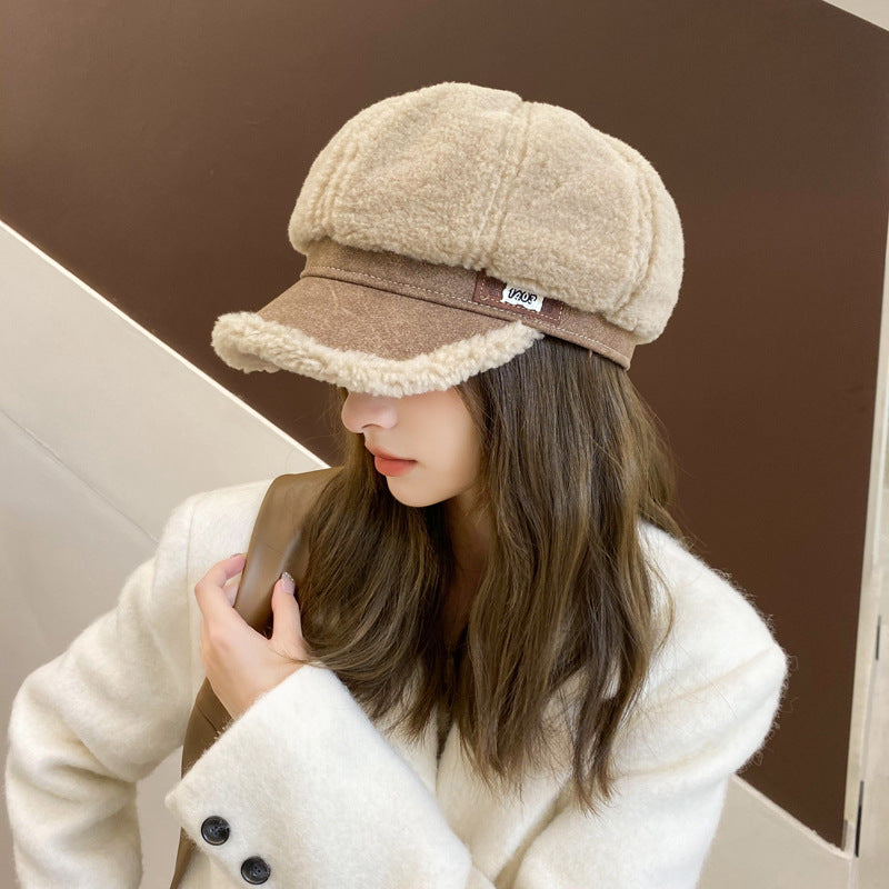 Autumn And Winter Woolen Thick Warm Peaked Cap Limorista
