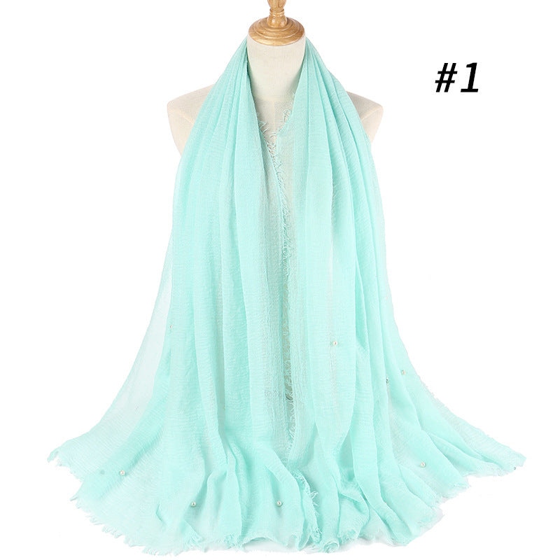 Cotton and linen crumpled monochrome scarf Limorista