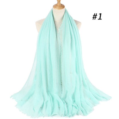 Cotton and linen crumpled monochrome scarf Limorista