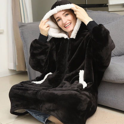 Men And Women Can Wear Zipper Flannel Lazy Blanket Limorista