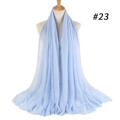 Cotton and linen crumpled monochrome scarf Limorista