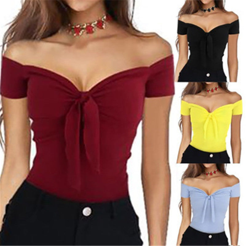 women V collar leisure T-shirt tops lady shirt Limorista