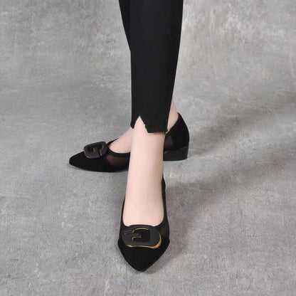 Metal Buckle Pointed-toe Hollowed Pumps Women Limorista