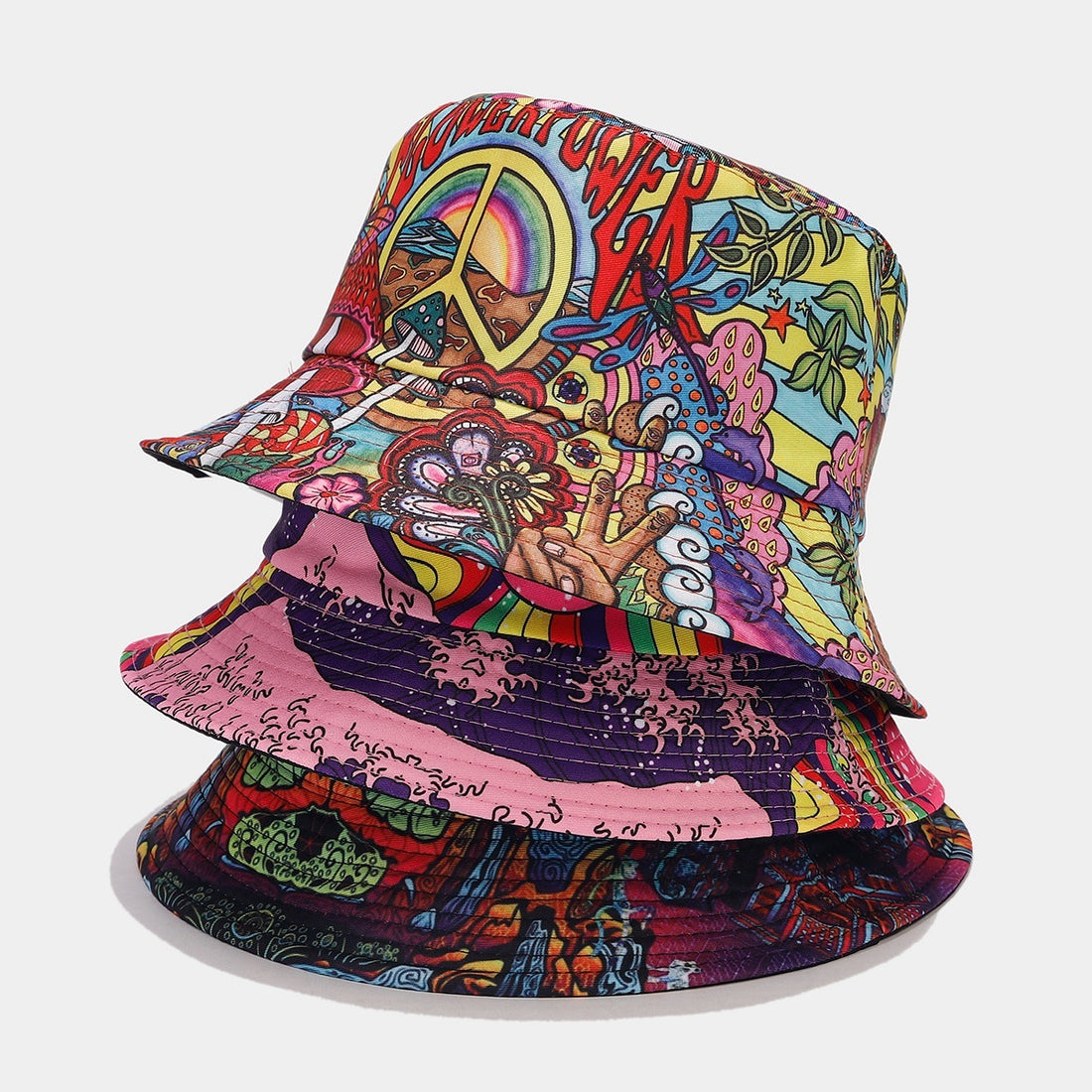 Graffiti Double-sided Bucket Hat Female Party Hip Hop Bucket Hat Limorista