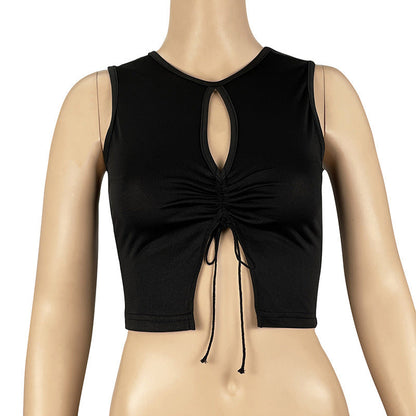 Exposed Neckline Split Hang Rope Women&