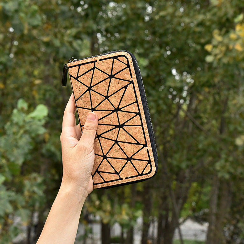 Eco-friendly Cork Grain Multifunctional Fashion Waterproof 3 Fold Hand Wallet Limorista