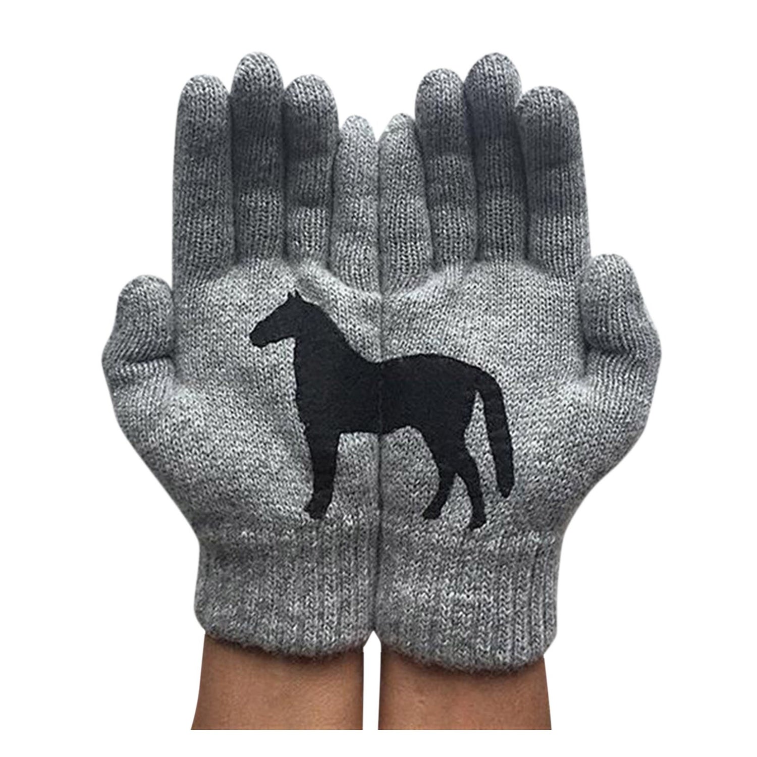 Dark horse print personality fun woolen gloves Limorista