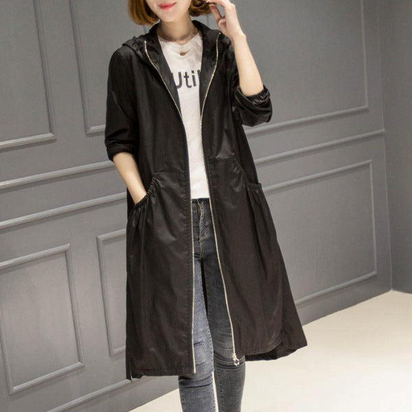 Korean Style Hooded Mid-Length Over-The-Knee Trench Coat Limorista