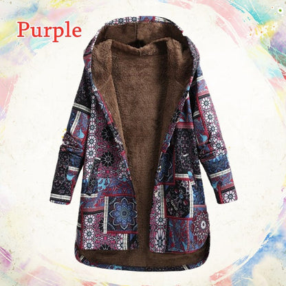 Retro Ethnic Floral Print Plus Size Cotton Jacket Limorista