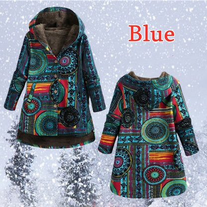 Retro Ethnic Floral Print Plus Size Cotton Jacket Limorista