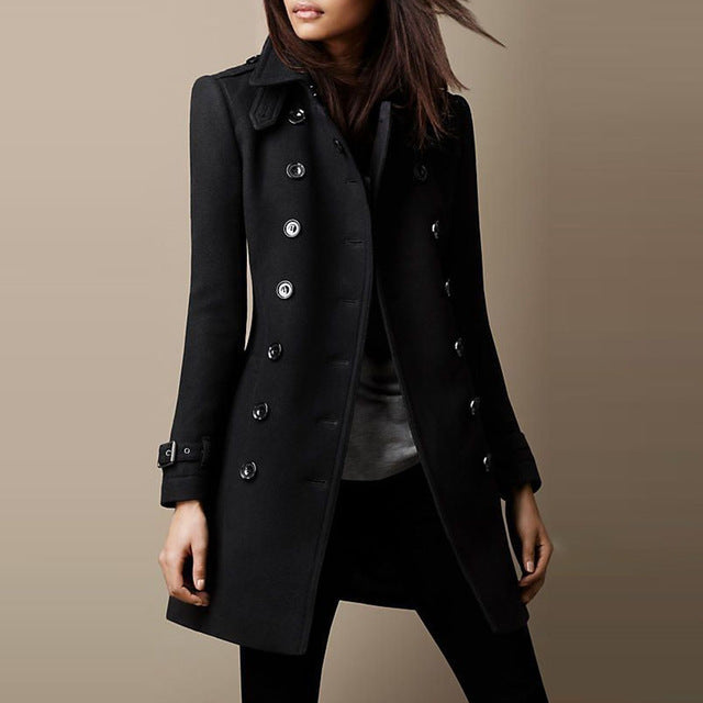Ladies Spring Long Jacket Wool Trench Coat Limorista
