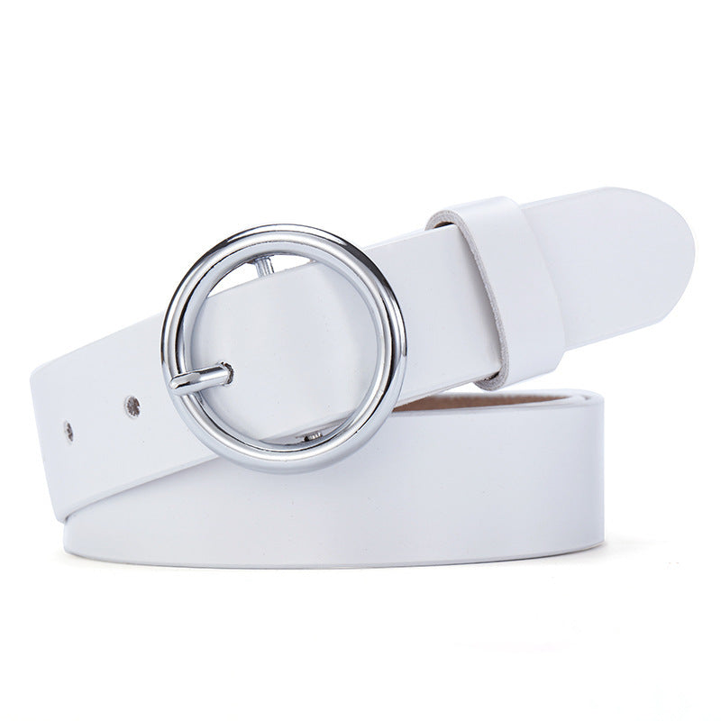 Round Buckle Belt Women Leather Korean Version Belt Limorista