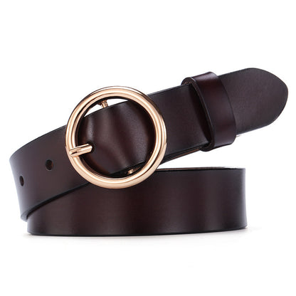 Round Buckle Belt Women Leather Korean Version Belt Limorista