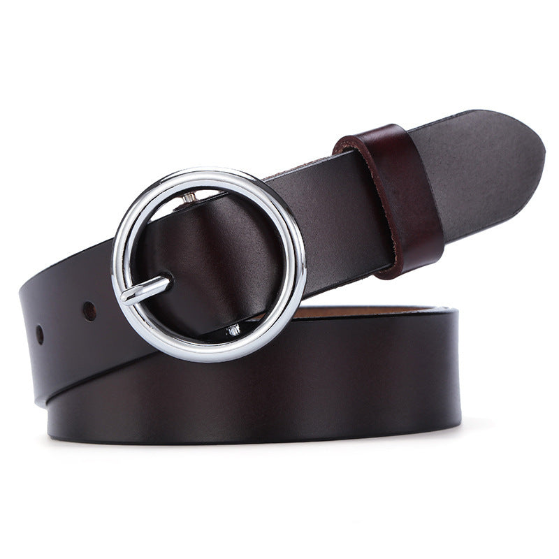 Round Buckle Belt Women Leather Korean Version Belt Limorista
