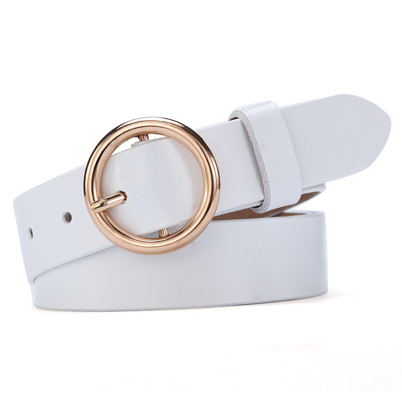 Round Buckle Belt Women Leather Korean Version Belt Limorista