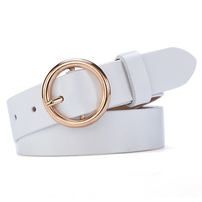 Round Buckle Belt Women Leather Korean Version Belt Limorista